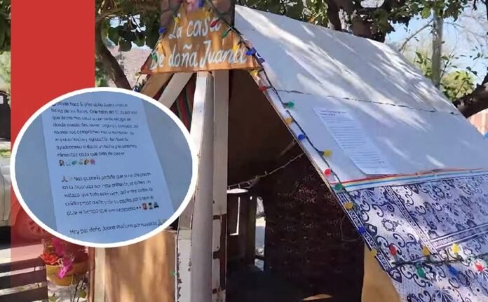 Construyen casita en la banqueta